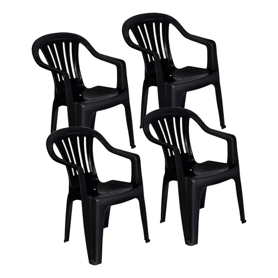 Silla Plástico Mor Reforzada Única Con Filtro Setx4 Jardín Color Negro Belavista