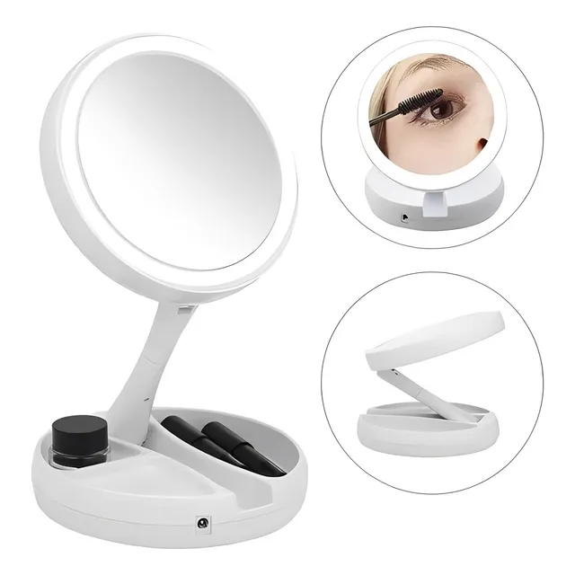 Espejo De Maquillaje Tocador Con Aro Led Plegable 1x Y 10x