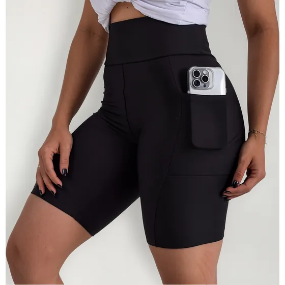 Shorts Feminino Ciclista Com Bolsos Lateral Para Corrida