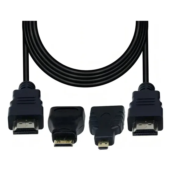 Cable Hdmi 1.5m Con Adaptadores Mini Micro Full Hd 1080 Tv