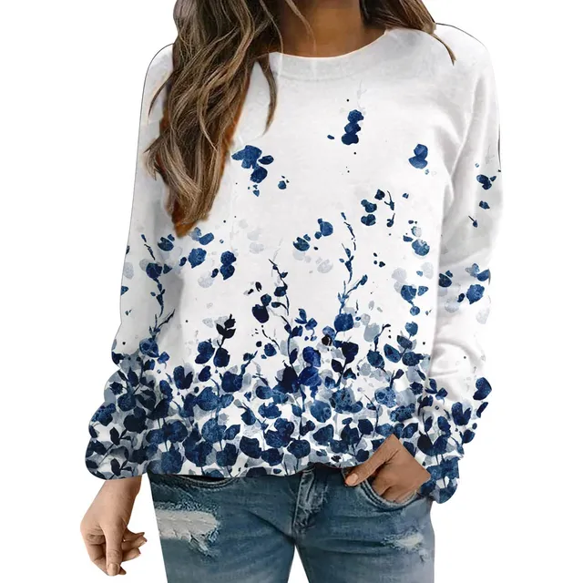Sudadera Informal Manga Larga Cuello Redondo Para Mujer Tops