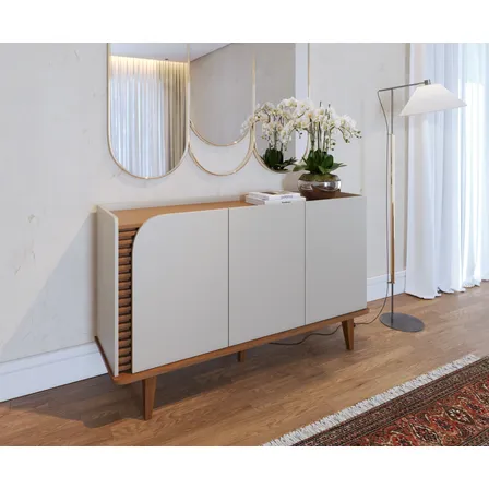 Buffet Sala Jantar Jurerê Cor Off White/freijó Casa Lustre Off White/freijó