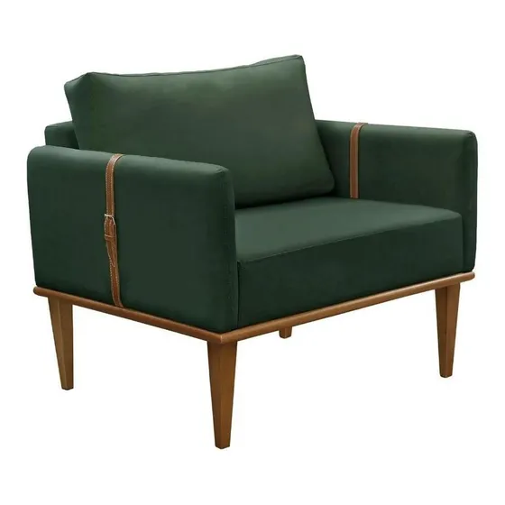 Conjunto - 2 Poltronas Milla Luxo Madeira Maciça Castellar Desenho Do Tecido Veludo Verde