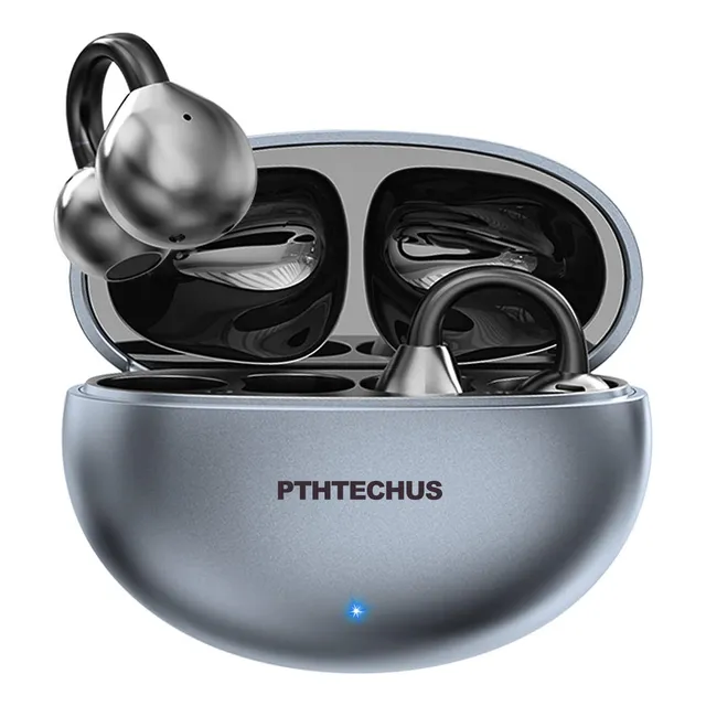 Audífonos Pthtechus M91 Clip ear Inalambricos Auriculares Bluetooth Ipx6 Micrófono Hd Integrado Open Ear Cancelación De Ruido Earbuds Gamer Deportivos Headset Color Negro Luz Led Azul