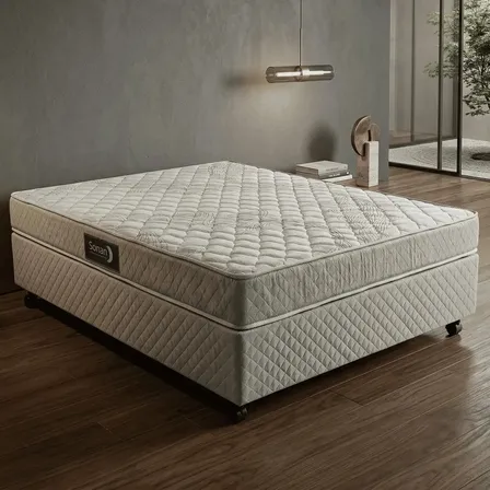 Cama Box + Colchão Casal Sonan D33 Double Face 138x188x45cm Cinza