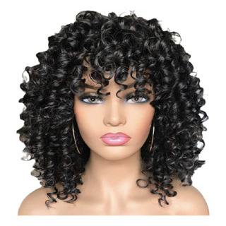 Cabelo Curto Encaracolado Com Franja Cabelo Não Humano Cos Cabelo Curto Encaracolado Com Franja Cabelo Não Humano Cos