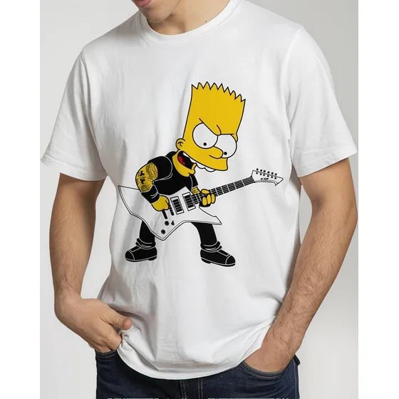 Camisetas Camisas De Bart Simpson Rock Geek Top Qualidade