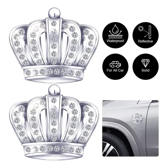 Oiiki 3d Corona Emblema De Coche Insignia Calcomanía Bling C