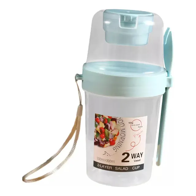 Taza De Ensalada Portátil Yogurt Fruta Cereal Tenedor Multiu