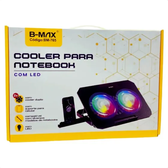 Suporte Notebook Base Led Refrigerada Ventilação Silenciosa Preto Rainbow