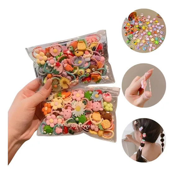 Set De 50 Gomitas De Pelo Con Diseños Surtidos