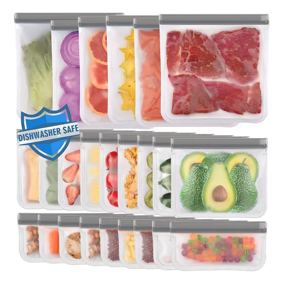 24 Paquetes De Bolsas Ziplock Reutilizables De Silicona Apta