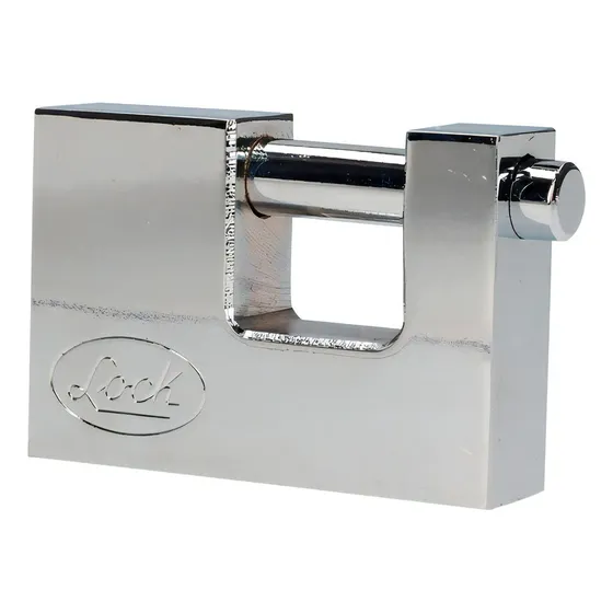 Candado De Acero Para Cortina 80 Mm, Satinado, Llave Tetra Color Gris