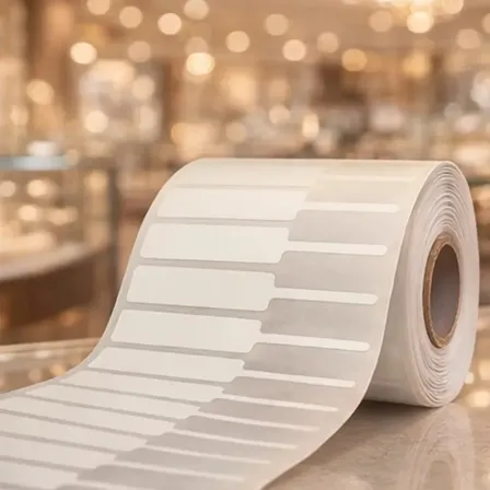 Etiqueta Para Joias Branca de BOPP 95x12mm Com Alça Direita Para Rolo