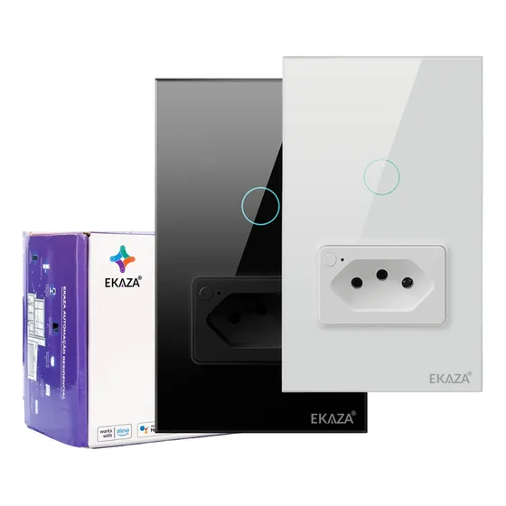 Interruptor Wi Fi 1 Botao + Tomada Inteligente Touch Alexa 