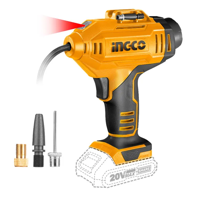 Inflador A Bateria Ingco 20v Con Accesorios Y Manometro 150p