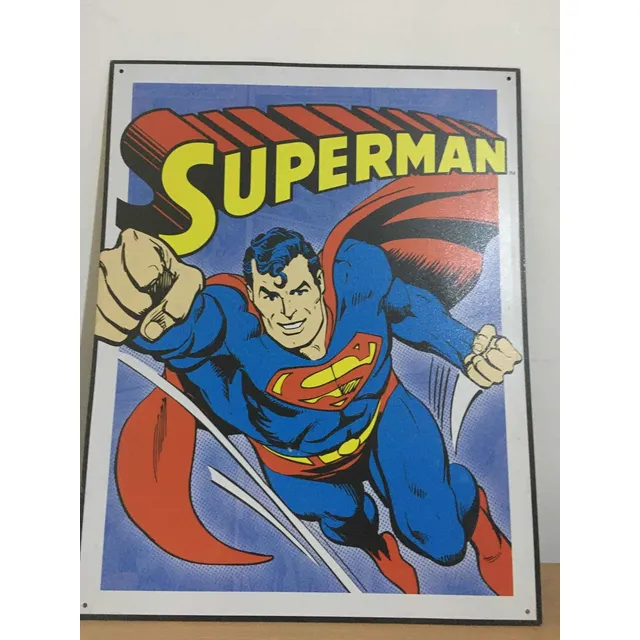 Cartel De Metal Vintage Supermán Cómic Dc De 30x40cm