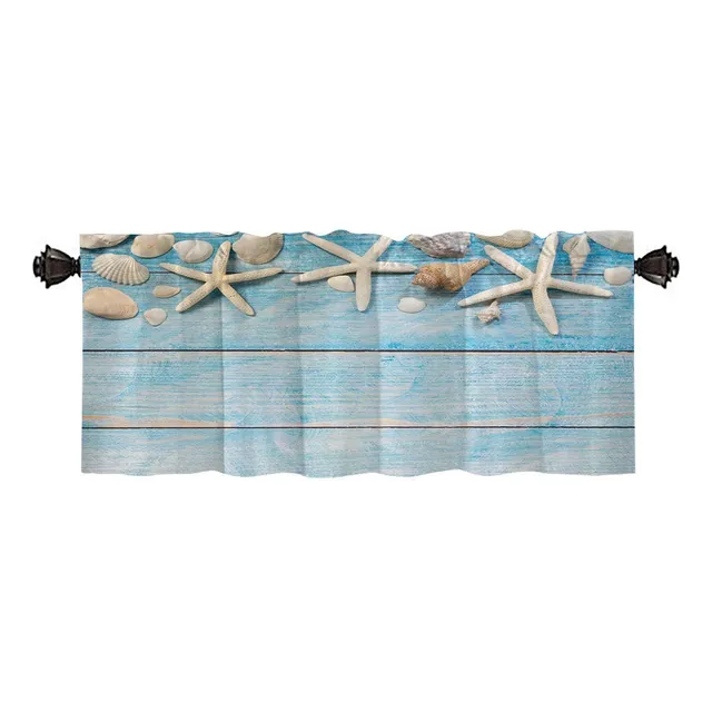 Emmteey Cenefa Cortina Madera Para Ventana Concha Mar Fondo