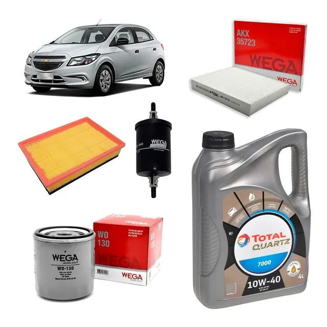 Kit 4 Filtros Wega + Aceite 10w40 Chevrolet Onix Prisma 1.4 