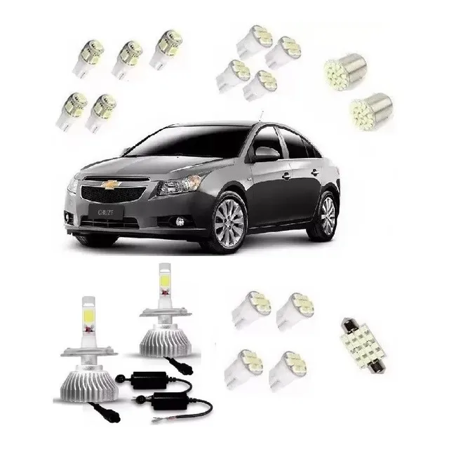 Kit Lâmpada Super Led 6000k + Leds Interno Cruze 2011 À 2014