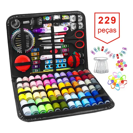 Kit De Costura Completo Linha E Agulha 229 Peças