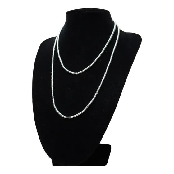 Collar Mostacilla De Argolla Enchape Plata 45 Cm