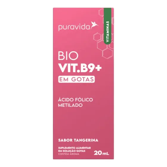 B9 Drops Ácido Fólico Metilado Em Gotas Puravida 20ml