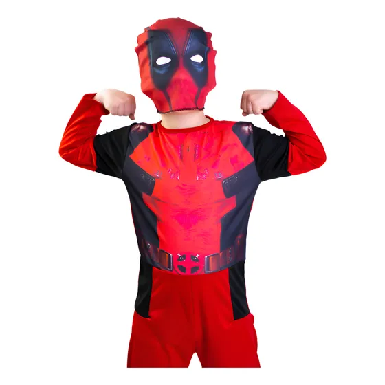 Disfraz Deadpool Traje Superheroes Para Nenes 100% Poliester
