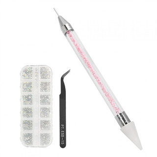Nail Art Rhinestone Pinzas Curvas De Silicona Punteado Pluma Nail Art Rhinestone Pinzas Curvas De Silicona Punteado Pluma