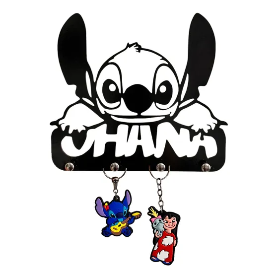 Porta Chaves Lilo & Stitch Ohana Organizador Com Chaveiros