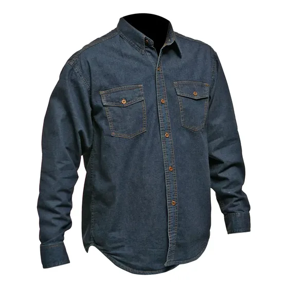 Camisa En Jean Índigo (7) Onzas Dotación Hombre X 4 Unidades