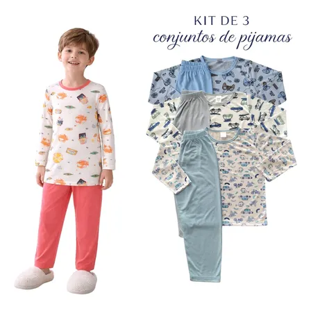 Pijama Infantil Menina - Menino - Kit 3 Conjuntos (atacado)