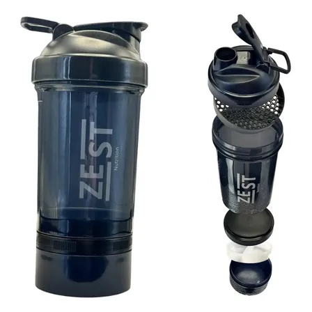 Coqueteleira Shaker Duo Zest 500ml Porta Suplemento Capsula Preto