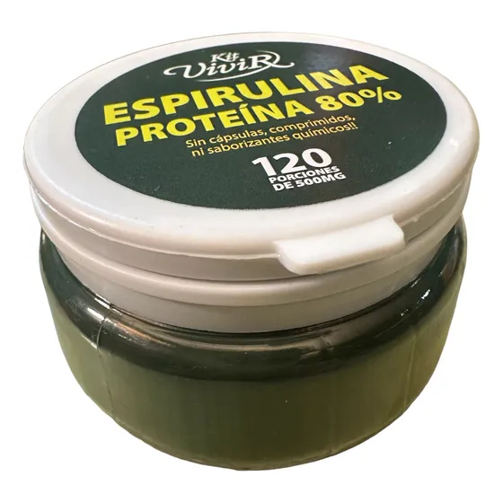 Espirulina Polvo Proteina 80% 60g=120 Porciones Kit Vivir Fw