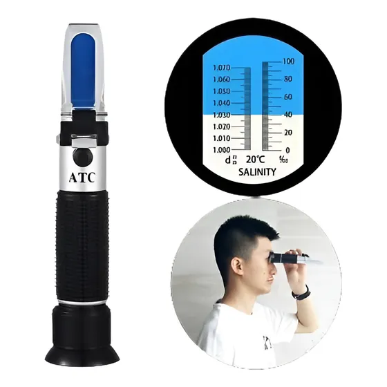 1-1.07sg Atc Sal Mar Agua Tester Salinidad Refractómetro Den