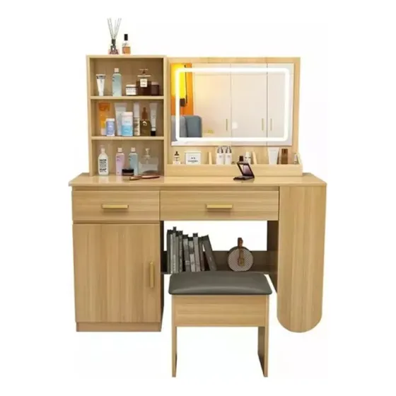 Tocador De Dormitorio Con Espejo Led Moderno Incluye Taburet