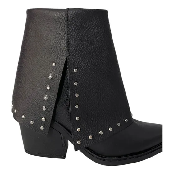 Bota Cuero Vacuno Faldon Negra Mujer Vaccari