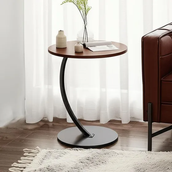 Mesa De Centro Lateral Living Vanguardia Madera Natural Marron