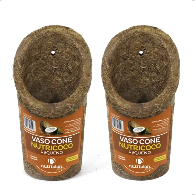 Kit 2 Vaso Xaxim Fibra Coco Orquídeas Cone Sustentável 21x13