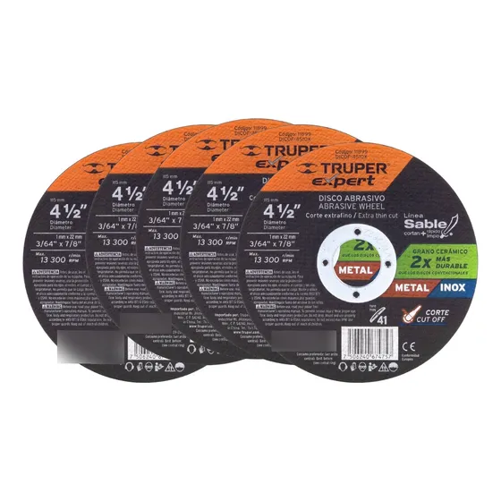 Disco De Corte  4-1/2  X 1mm Corte Fino Pack 5 Truper Expert