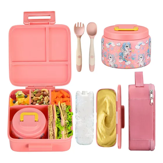 Lonchera Bento Niños Con Termo, 5 Compartimentos, 8 Onzas