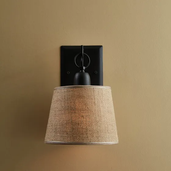 Apliques Pared Estilo Industrial Pantalla Arpillera Rustica