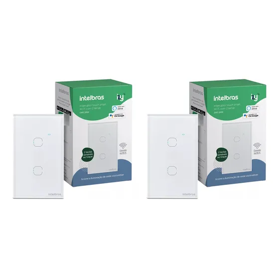 2 Interruptores Smart Inteligente Wi-fi 2 Teclas Ews 1002