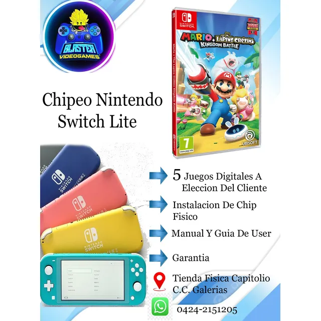 Chipeo Nintendo Switch Lite + 5 Juegos A Eleccion