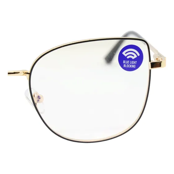 Anteojos Anti Luz Azul Dorado Patillas Flex