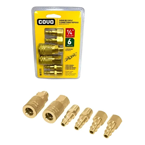 Juego De Acoples Conectores Para Compresor 1/4 Npt Covo 6pz