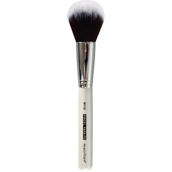 Pincel Para Pó Solto Compacto Macrilan W112 Cerdas Macias Cor Branco