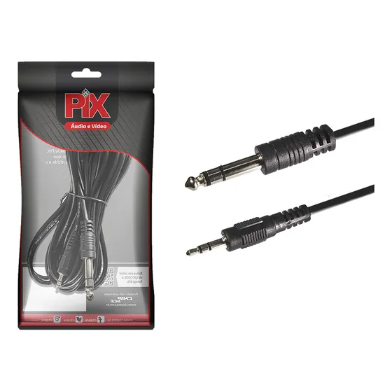 Cabo P2 Stereo Para P10 Stereo 5 Metros Plástico - Pix