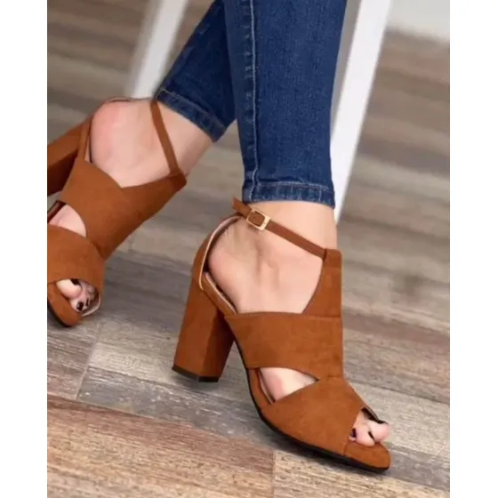 Tacones Anchos De Gamuza Para Mujer Colombianos 2024