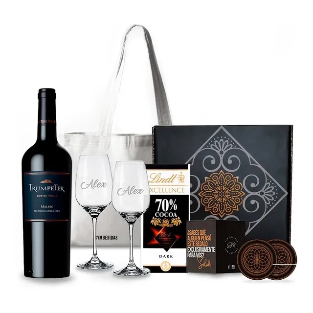 Box Trumpeter Malbec Copas Transparentes Chocolates Kit Set